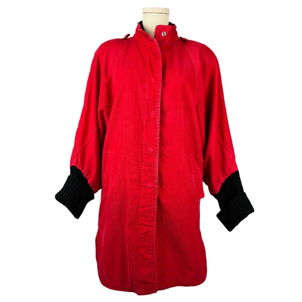 Vintage Coat Works Red Corduroy Jacket Sweater Cuffs Blue Plaid Flannel Lined S